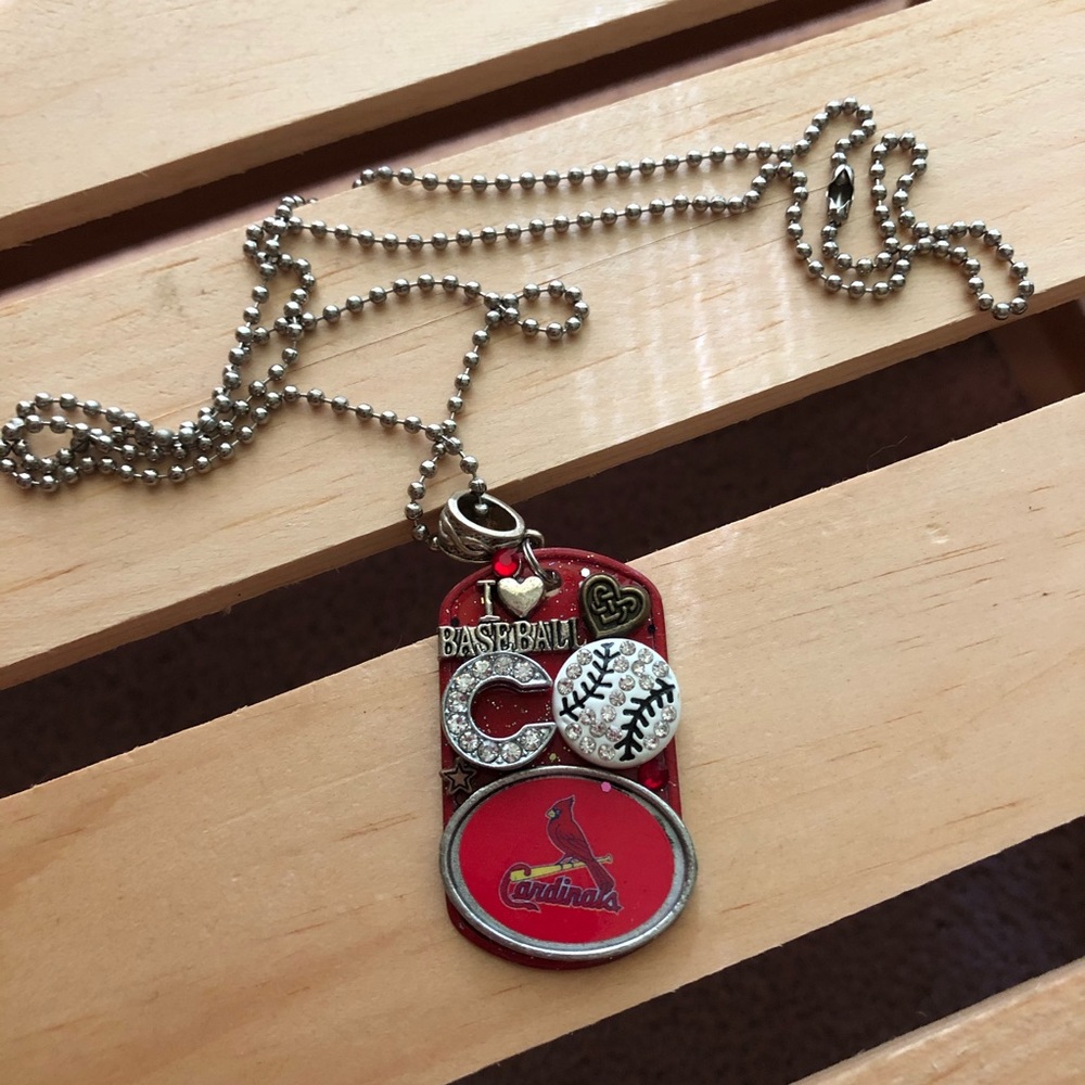 Cardinals baseball necklace